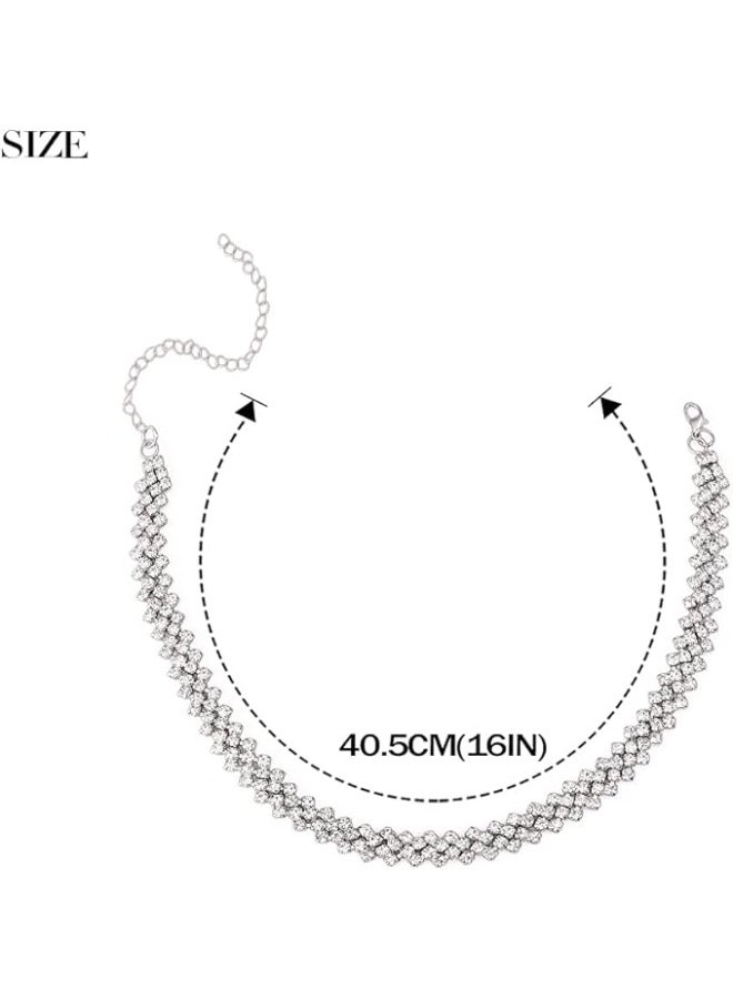 jaexest Elegant Rhinestone Choker Necklace, Sparkling Crystal Diamond Row Chain, Silver-Tone Minimalist Fashion Accessory for Women, Perfect for Parties & Special Occasions - Image 5